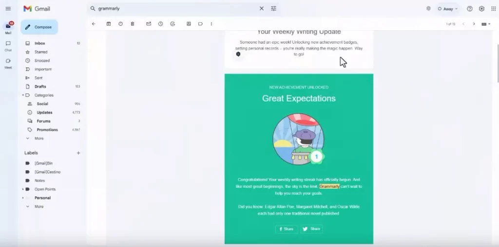 Screenshot of Grammarly Newsletter 1 | Lean Presentation Design