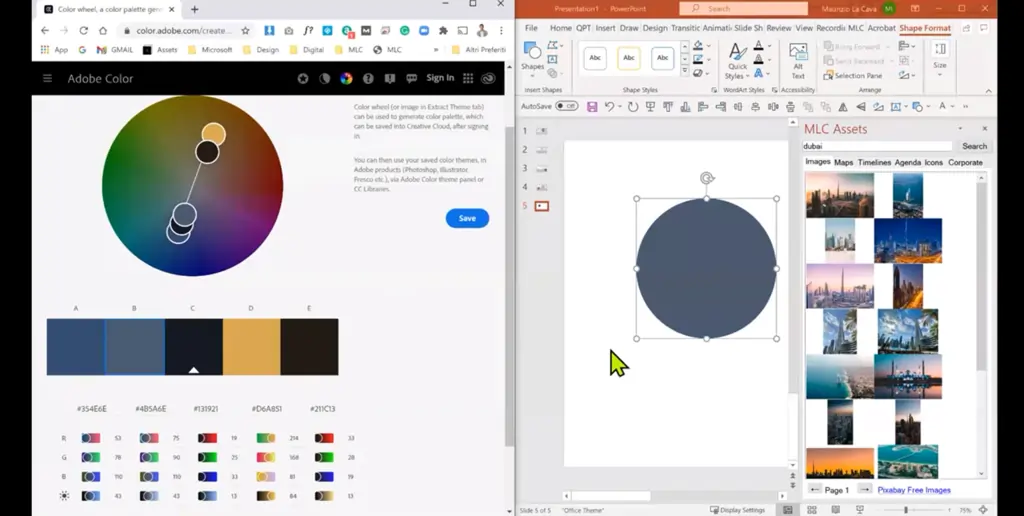 Powerpoint and Adobe Color open side by side | MLC Presentations