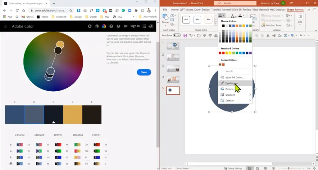 Selecting the eyedropper on PowerPoint | MLC Presentations