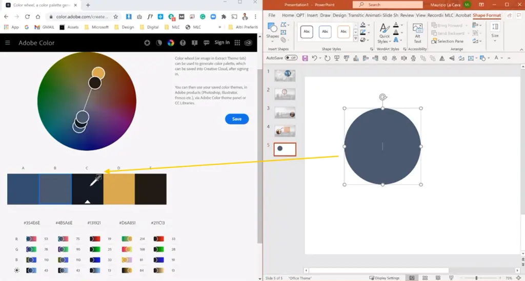 Example of click and drag from PowerPoint to Adobe Color | MLC Presentations