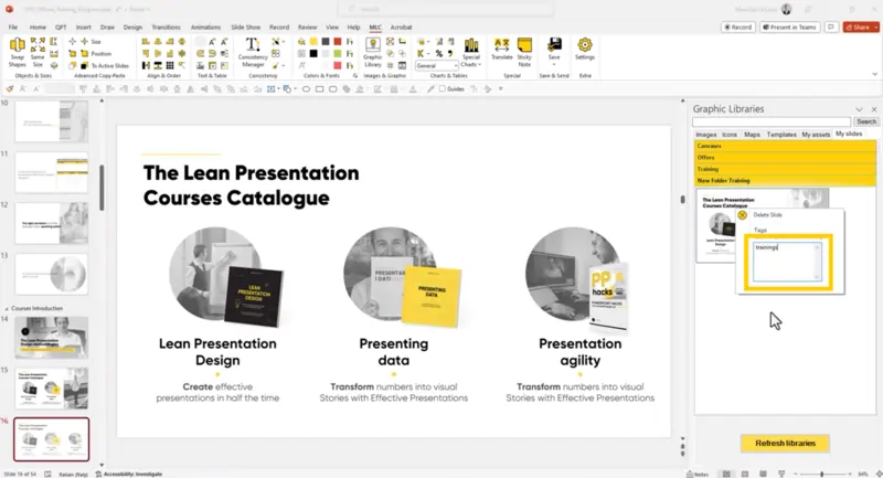 Slide library guide screenshot 7 | MLC Presentation Design Consulting